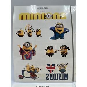 Illumination Minions United Kingdom Temporary Tattoo 6 Sheets Of Tattoos Gru